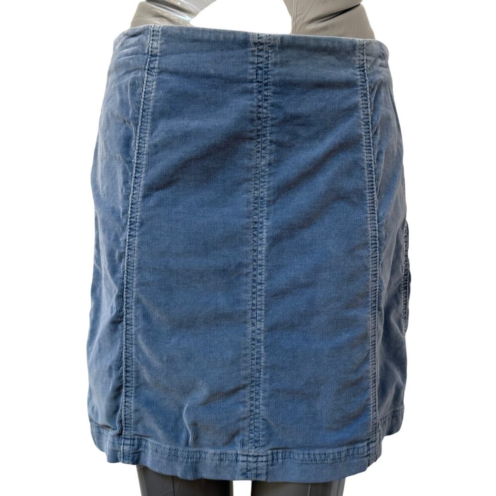 Free People Blue Corduroy Mini Skirt Womens Size 10 Boho Paneled Casual Short